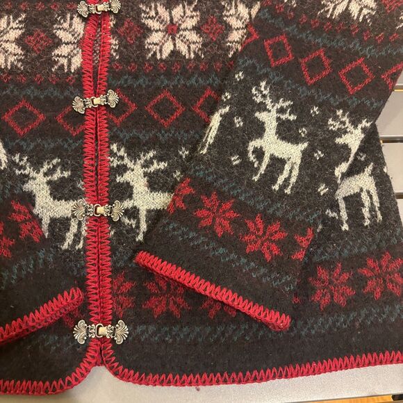 Alps Christmas Cardigan Sweater Women's Large Multi Snowflake Metal Hook Clasps - Picture 4 of 7
